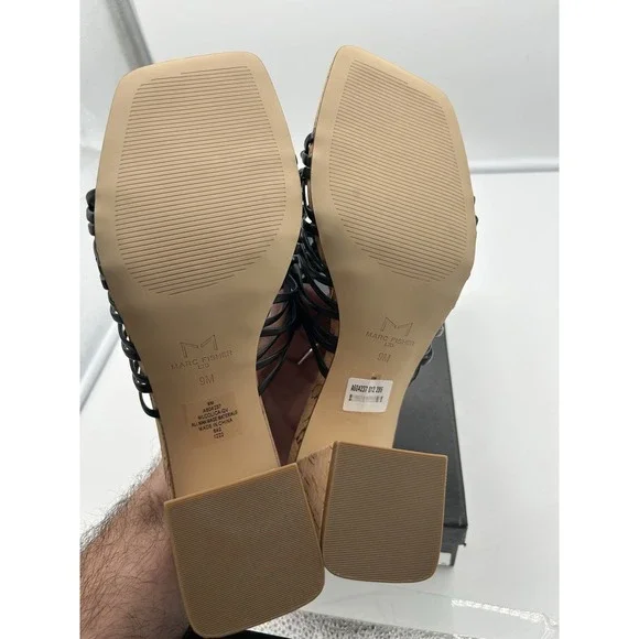 New Marc Fisher‎ LTD Colica Leather Heeled Mules Square Toe Block Heel Black 9M - Picture 7 of 8